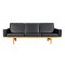Hans J Wegner 3pers sofa, Ge-236/3 nypolstret i sort bizon læder