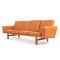 Hans J Wegner 4pers sofa, Ge-236/4 nypolstret i cognac bizon læder
