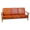 Hans J Wegner 3.pers sofa, GE 290, nypolstret i Walnut anilin læder
