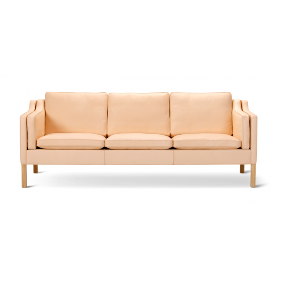 Børge Mogensen 3pers Sofa, model 2213, nypolstret i natur læder