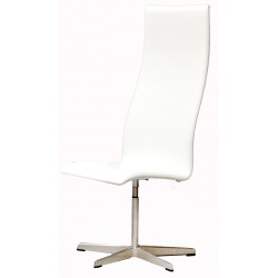 Arne Jacobsen høj Oxford stol med hvid læder  Arne Jacobsen høj Oxford stol med hvid læder