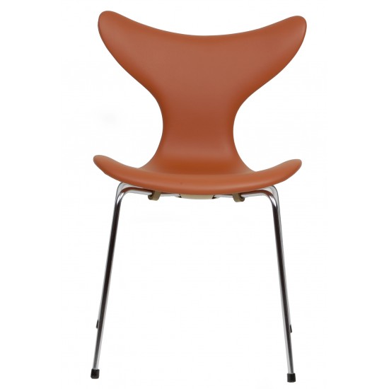 Arne Jacobsen Lily, 3108 newly upholstered with cognac classic leather