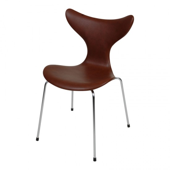 Arne Jacobsen 3108 Lily newly upholstered with mokka classic leather