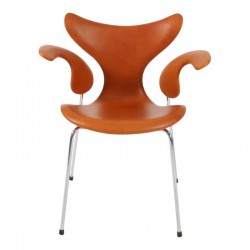 Arne Jacobsen Liljen armstol 3208 nybetrukket i læder Arne Jacobsen Liljen armstol 3208 nybetrukket i læder