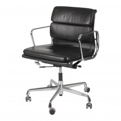 Charles Eames Kontorstol, EA-217, i sort læder   Charles Eames Kontorstol, EA-217, i sort læder
